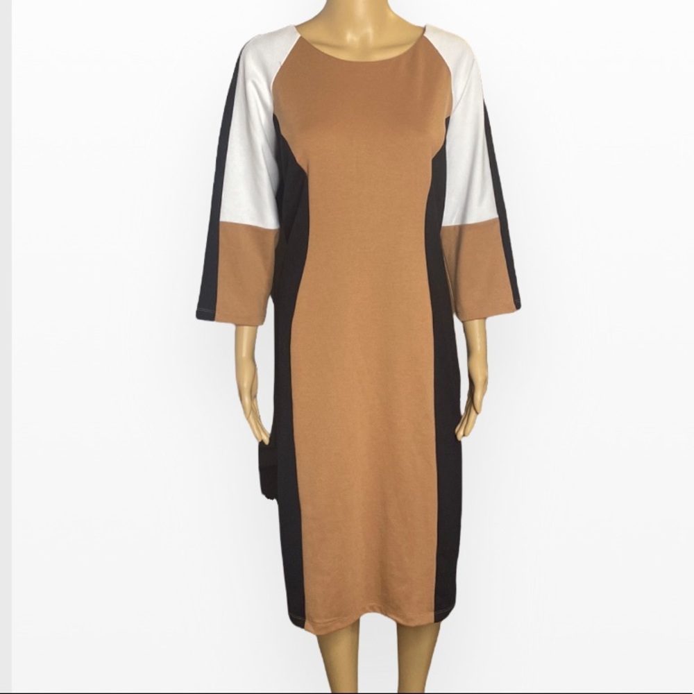 Eloquii Brown and Black Colorblock Dress